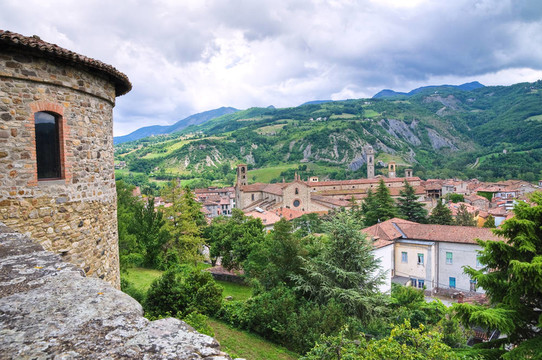 馬拉斯皮納Dal Verme城堡。博比奧。Emilia Romagna。意大利.