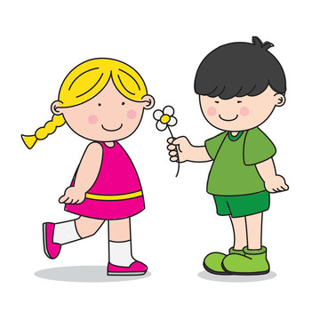 男孩給女孩一朵花