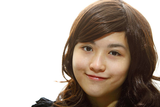 美麗的亞洲婦女孤立在白色背景