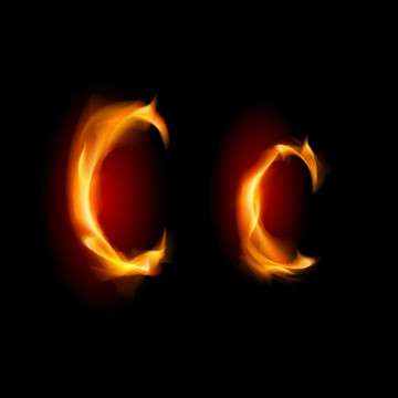 火熱的字體。字母C