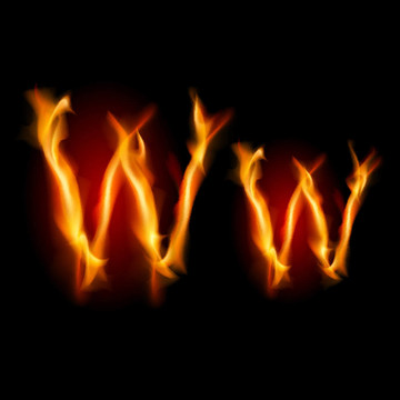 火熱的字體。字母W