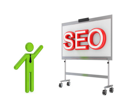 用掛圖和大字SEO 3D小的人。