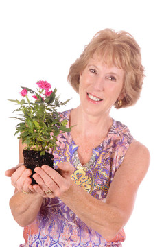 女人抱著植物