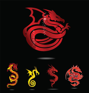 優(yōu)雅亞洲龍集孤立