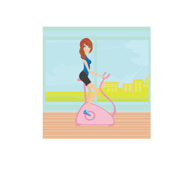 運(yùn)動(dòng)自行車上的女孩