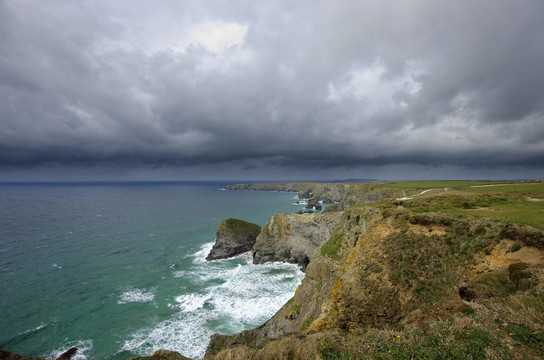 Bedruthan的腳步；Newquay；康沃爾。