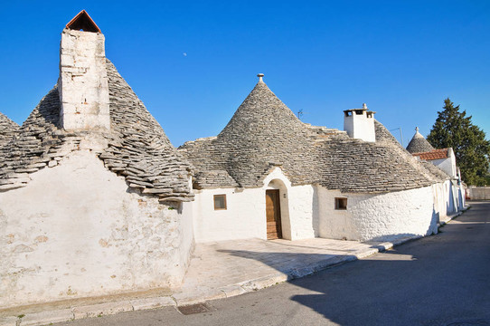 Alberobello s Trulli。普利亞。意大利.