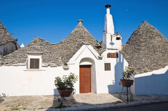 Alberobello s Trulli。普利亞。意大利.