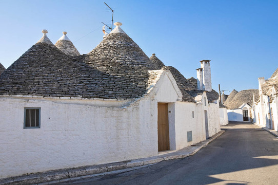 Alberobello s Trulli。普利亞。意大利.