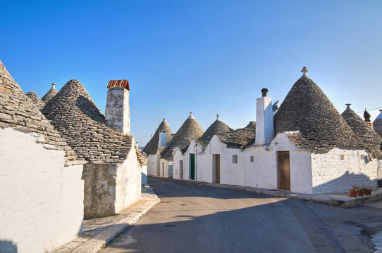 Alberobello s Trulli。普利亞。意大利.