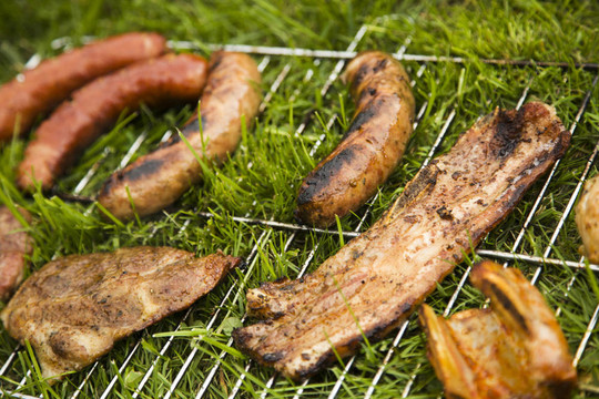 肉類在燒烤的特寫