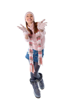 一個(gè)穿著暖和的針織衣服的漂亮女孩