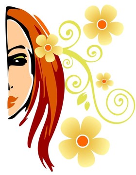女人和花