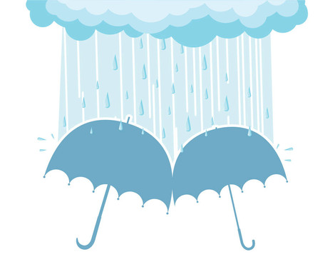 背景雨下的雨傘