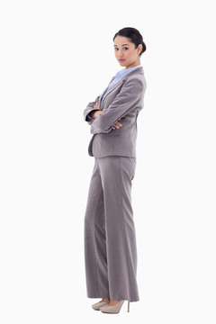 一個(gè)黑人女商人肖像擺臂長(zhǎng)