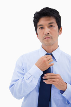 商人固定領(lǐng)帶的肖像