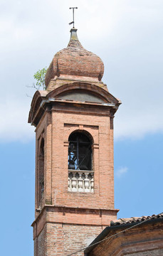St. Giustina教堂的鐘樓。Ferrara。Emilia Romagna。意大利.