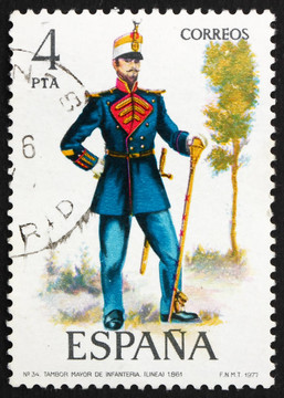郵票西班牙1977鼓專業(yè)；1861；軍裝