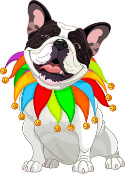 法國(guó)斗牛犬穿著五顏六色的
