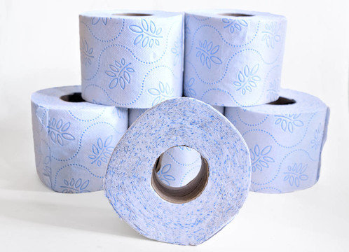 藍(lán)色花紋衛(wèi)生紙卷