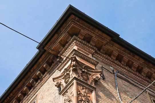 歷史的宮殿。Ferrara。Emilia Romagna。意大利.