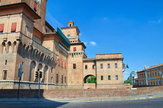 埃斯騰斯城堡。Ferrara。Emilia Romagna。意大利.