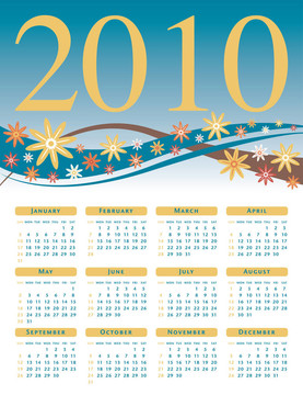 彩色花卉日歷2010。