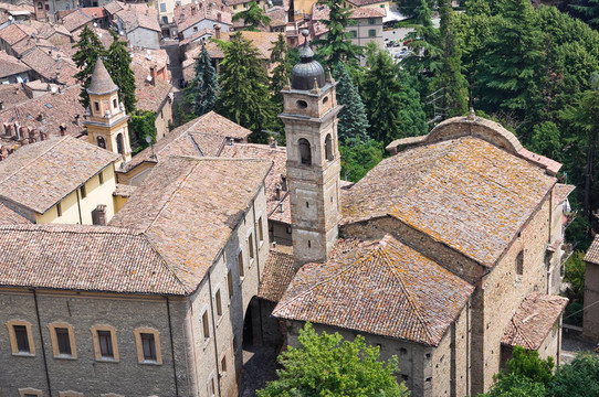 卡斯泰爾arquato全景。Emilia Romagna。意大利.