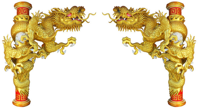 白色背景的中國龍