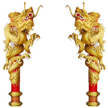 白色背景的中國龍