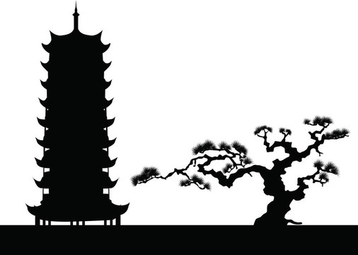 日本景觀剪影圖