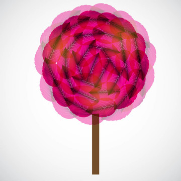 粉紅色樹(shù)葉的樹(shù)。插畫。