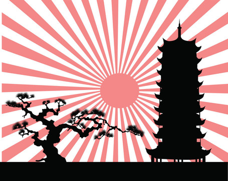 日本景觀剪影圖