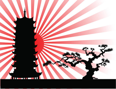 日本景觀剪影圖