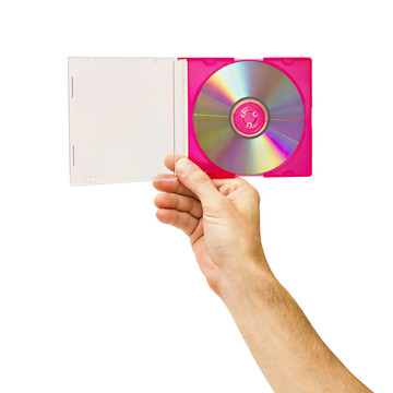 在人的手上用DVD打開盒子