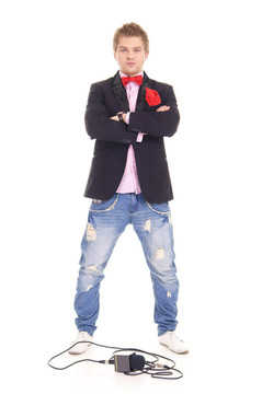 男子夾克與麥克風(fēng)
