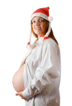 孕婦戴圣誕帽