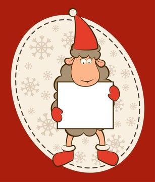 卡通搞笑Santa Claus sheep。
