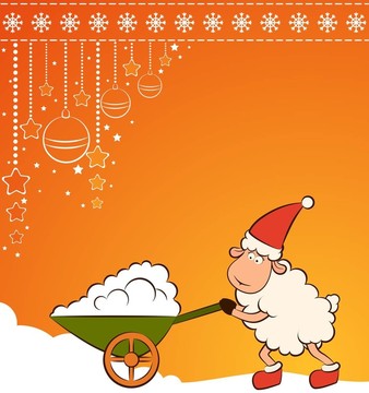 卡通搞笑Santa Claus sheep。