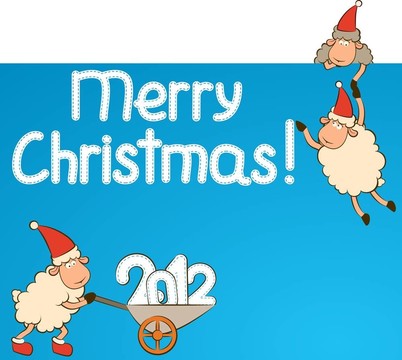卡通搞笑Santa Claus sheep。
