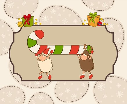 卡通搞笑Santa Claus sheep。