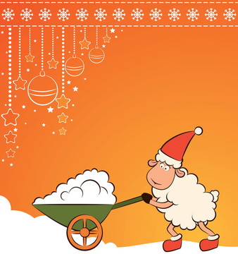 卡通搞笑Santa Claus sheep。