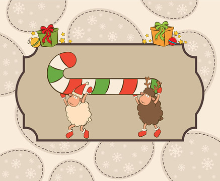 卡通搞笑Santa Claus sheep。