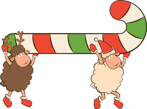 卡通搞笑Santa Claus sheep。