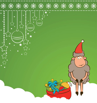 卡通搞笑Santa Claus sheep。