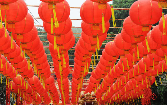 喜慶的中國紅燈籠裝飾