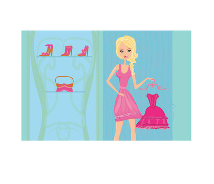 優(yōu)雅購物女性插畫