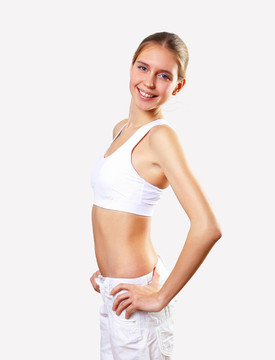穿運動服的年輕漂亮女人