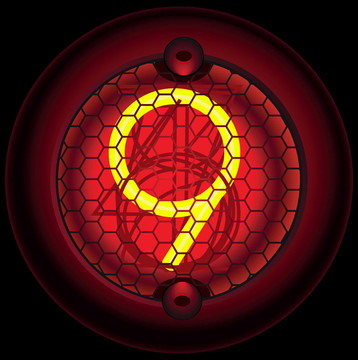 數(shù)字9（九）。數(shù)碼管顯示