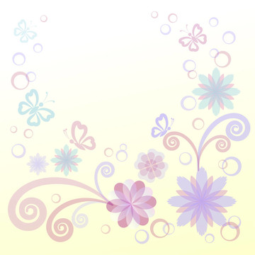 Flowers；蝴蝶和葉子